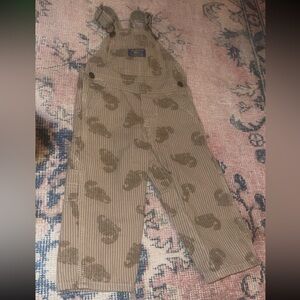 Vintage OshKosh 18 Month Brown Dinosaur Bib Overalls
